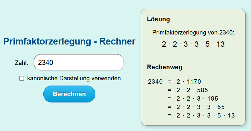 Bestimme Das Kgv Mit Hilfe Der Primfaktorzerlegung Primfaktorzerlegung - Rechner